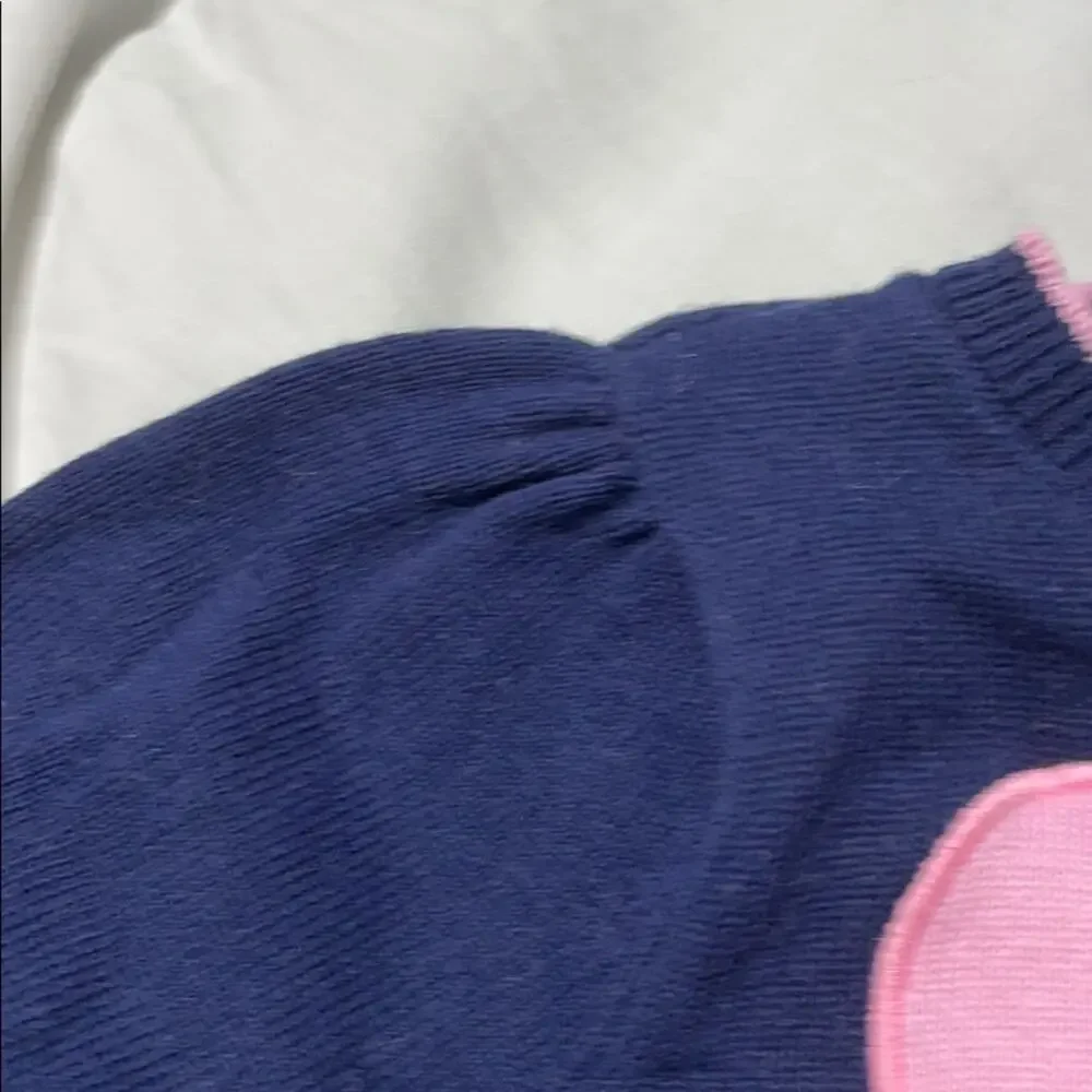 Gymboree 18-24 blue sweater pink heart euc